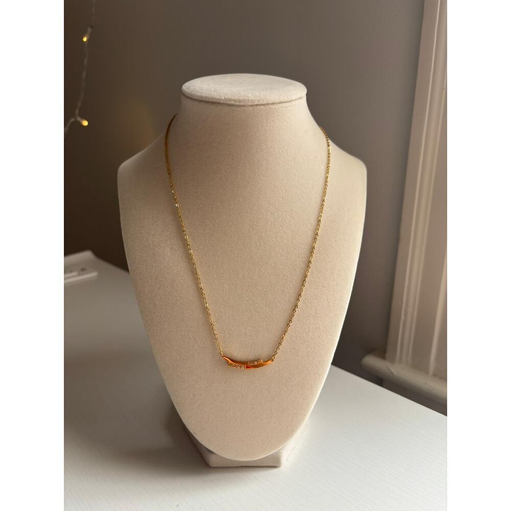 Gold Bar Necklace Minimal Curved Pendant Dainty Stainless Steel